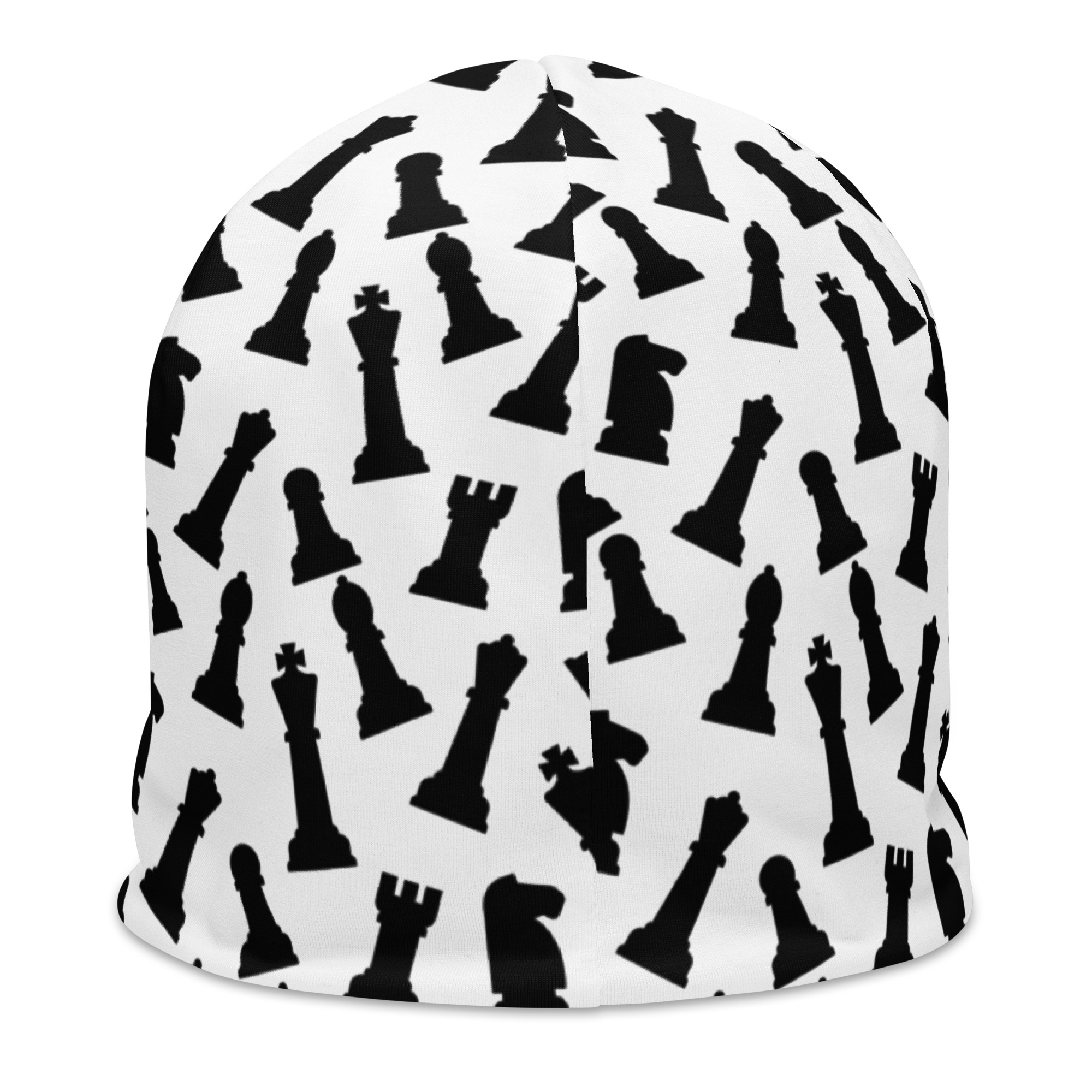 Chess Pattern White Beanie - Image 2