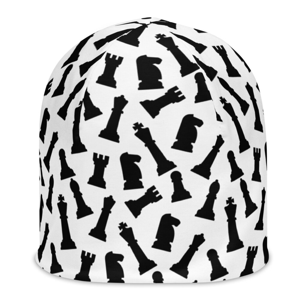 Chess Pattern White Beanie
