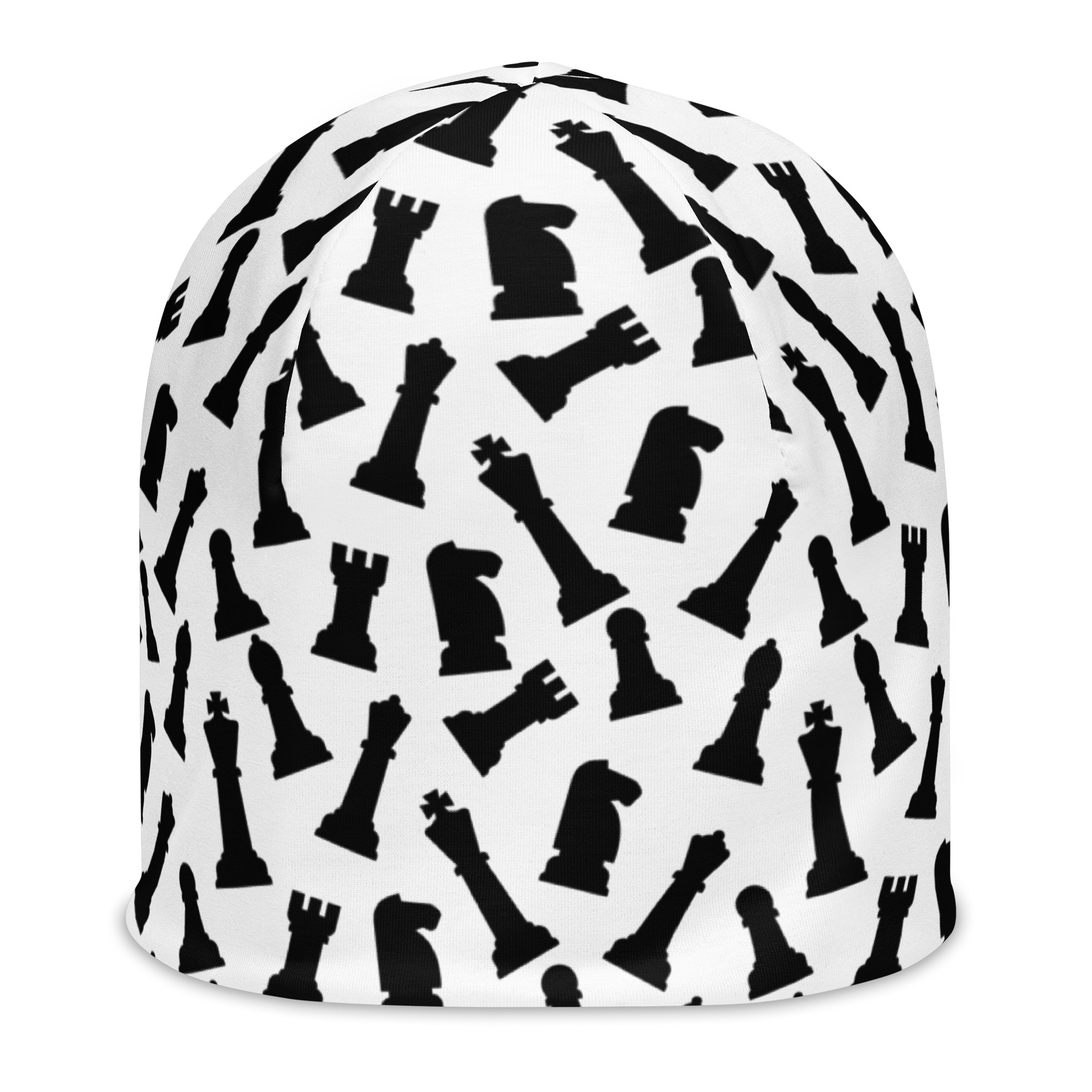 Chess Pattern White Beanie