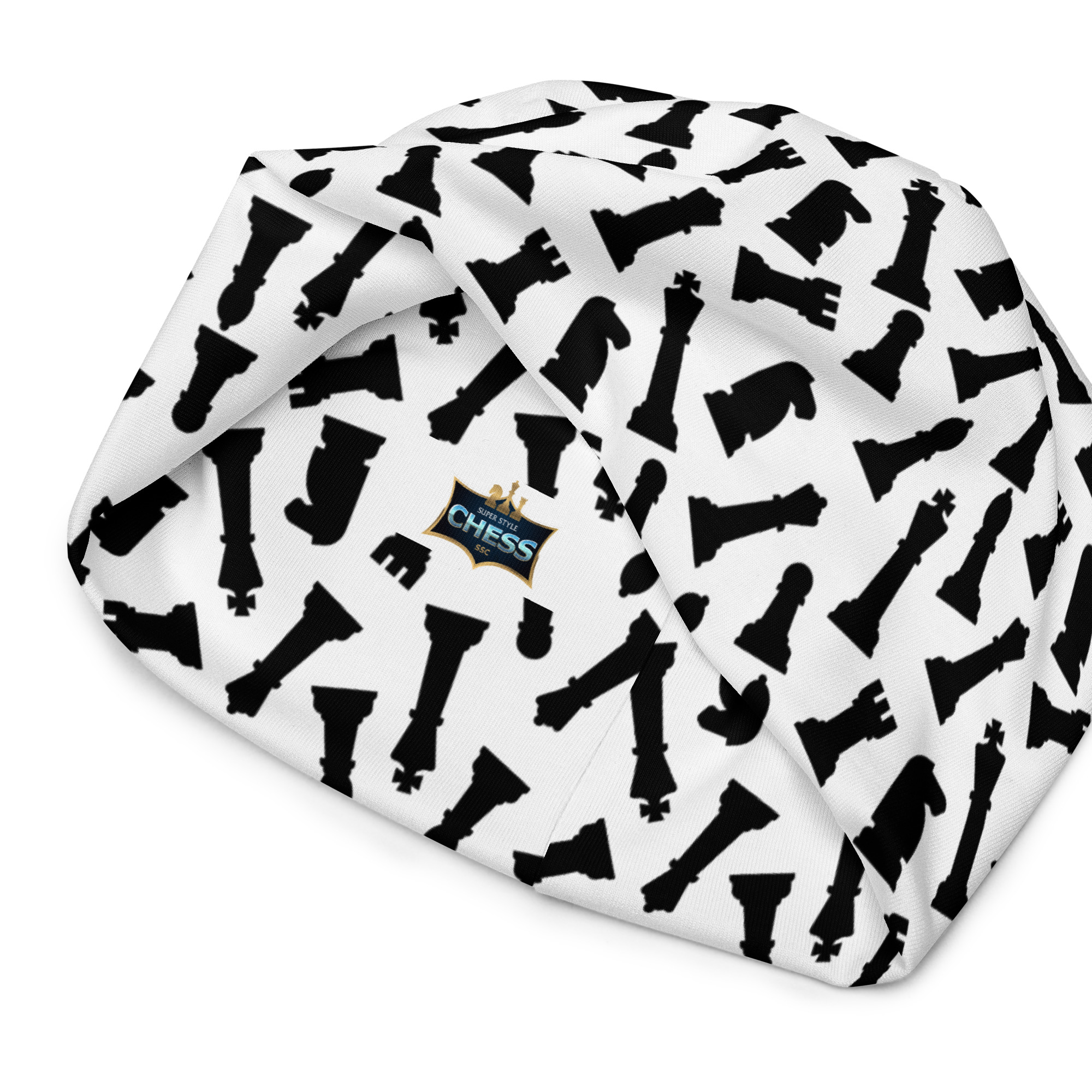 Chess Pattern White Beanie - Image 6