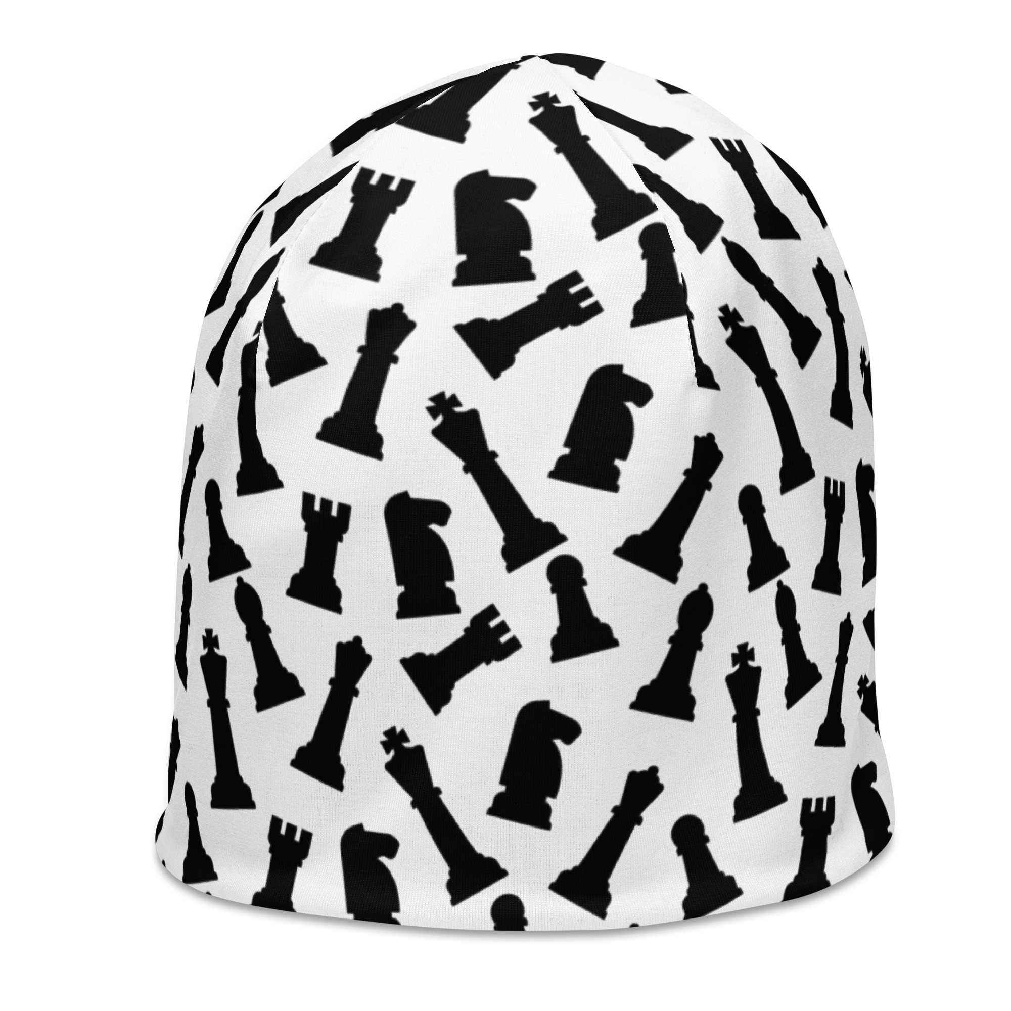 Chess Pattern White Beanie - Image 4