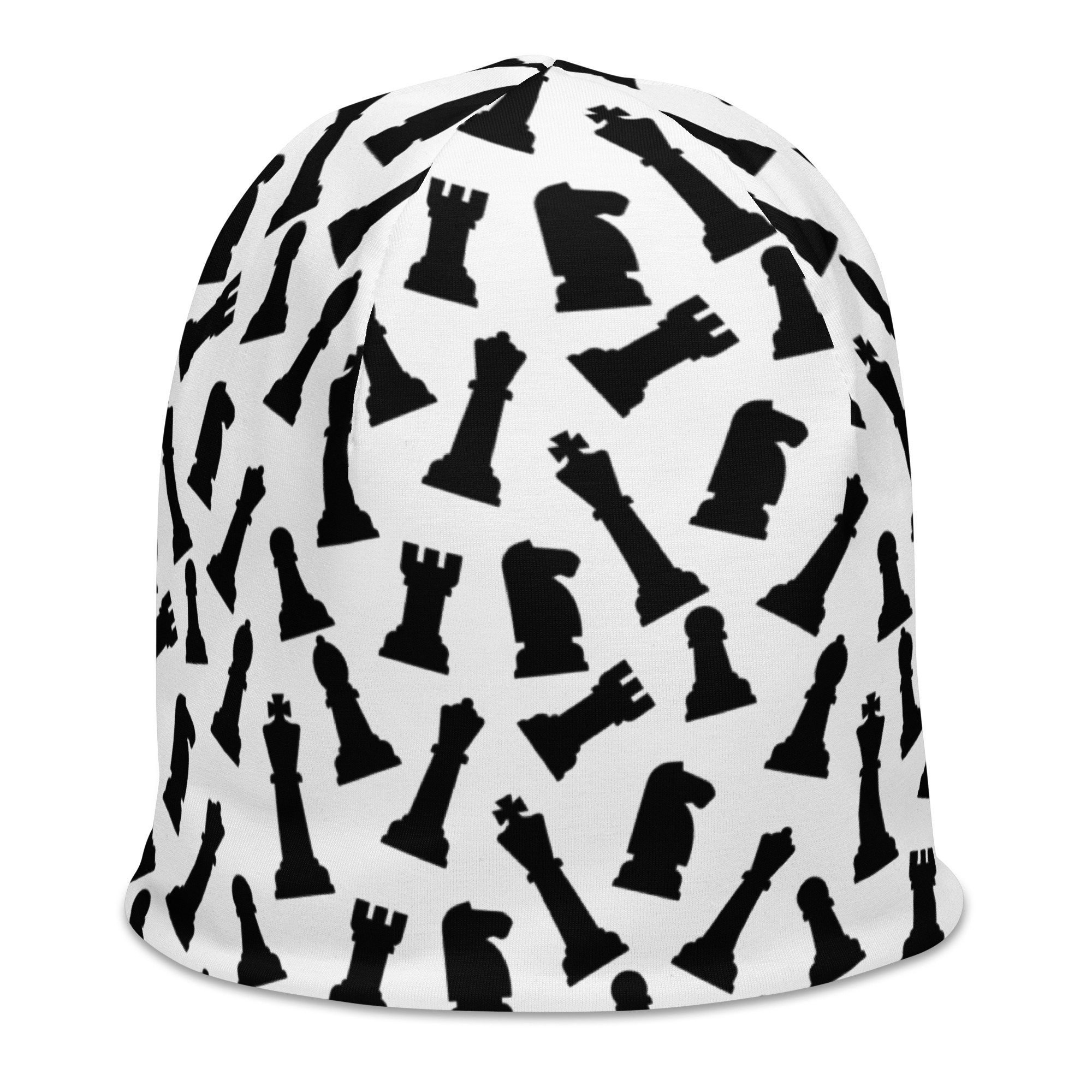 Chess Pattern White Beanie - Image 3