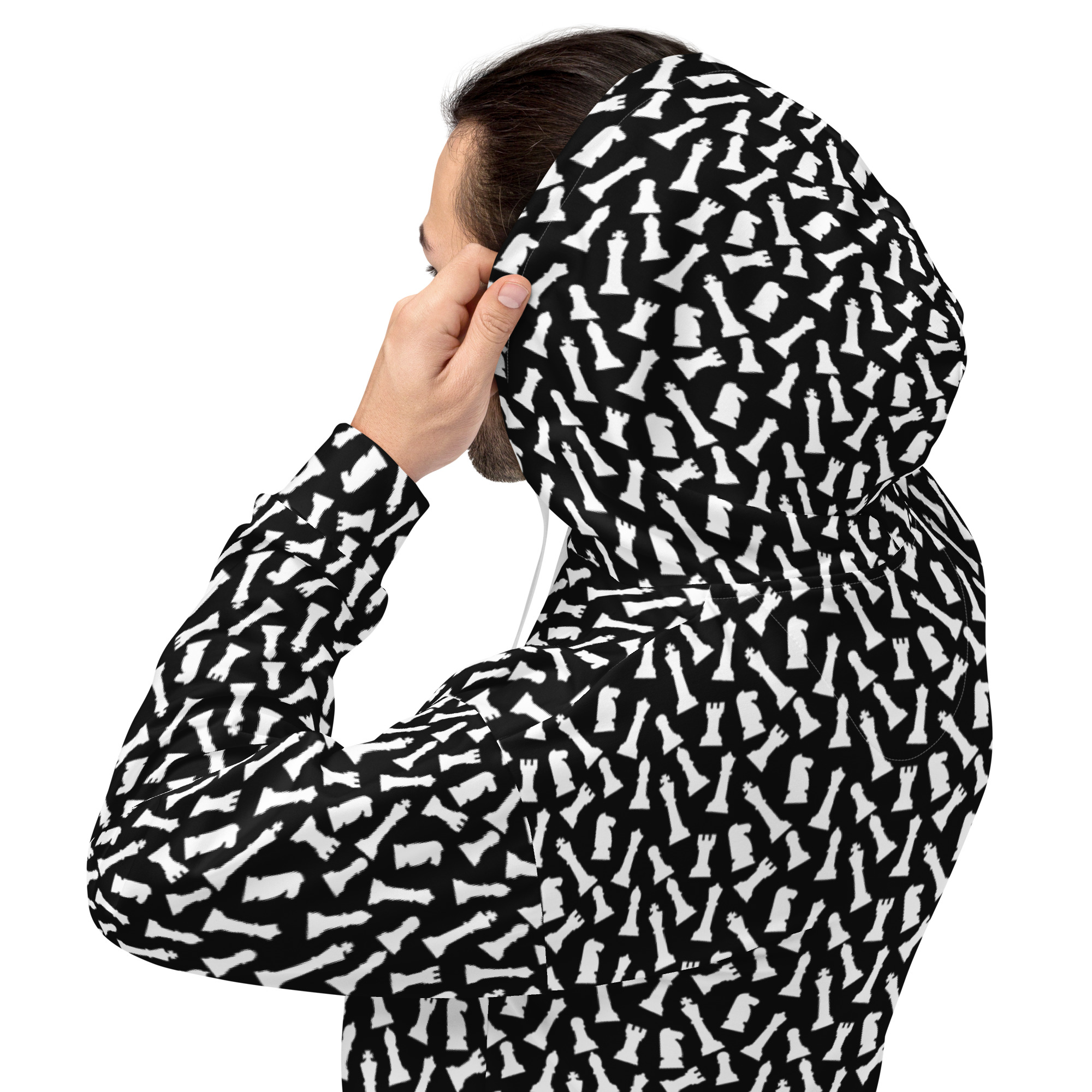 Chess Pattern Black Hoodie - Image 3