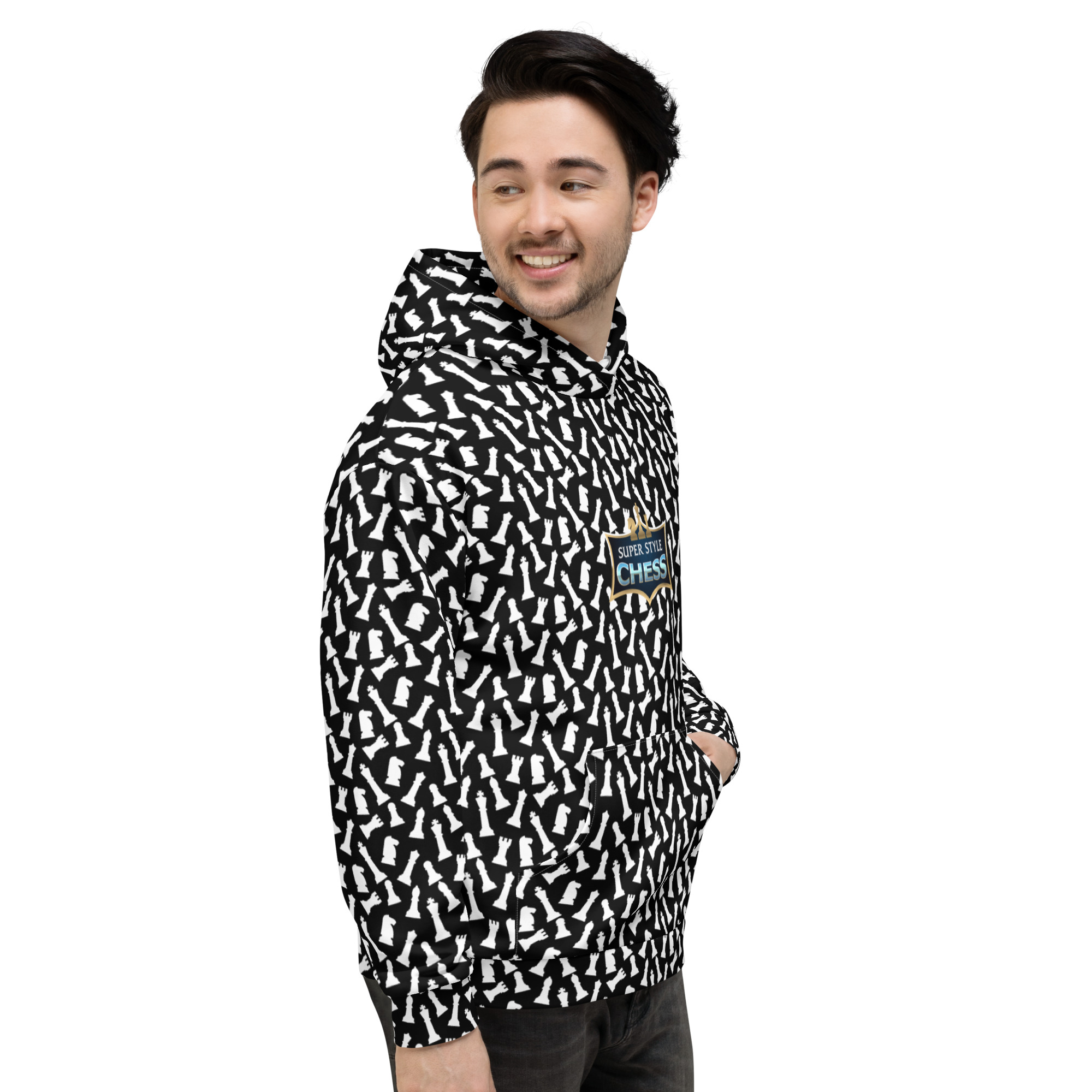 Chess Pattern Black Hoodie - Image 5