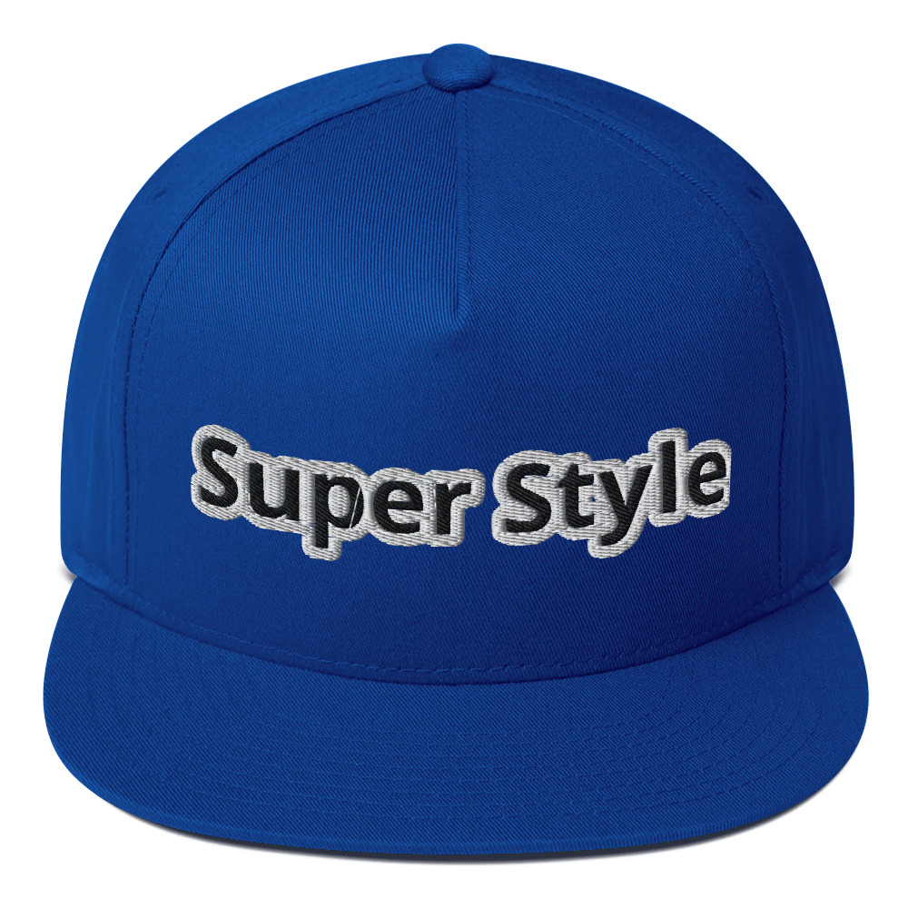 Super Style Black Text Flat Bill Cap