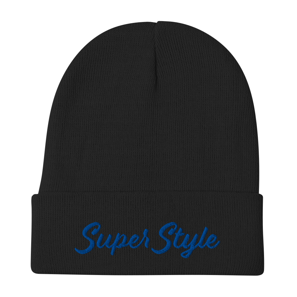 Super Style Blue Text Beanie
