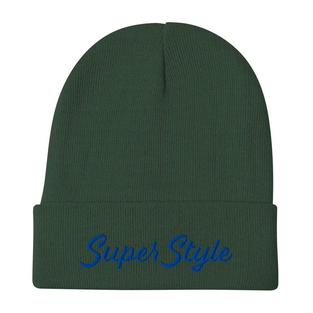 Super Style Blue Text Beanie - Image 3