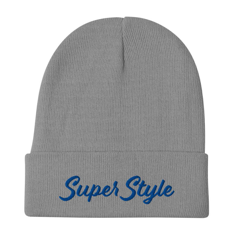 Super Style Blue Text Beanie - Image 4