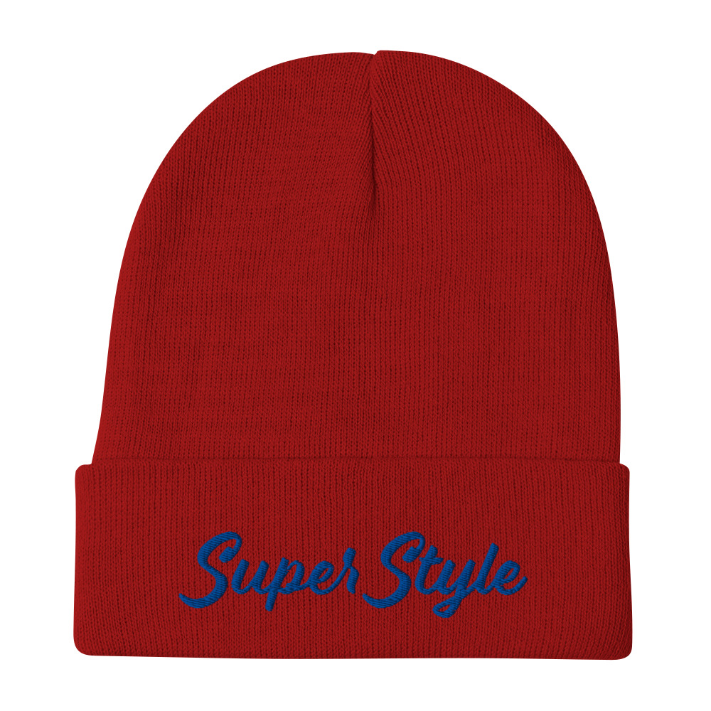 Super Style Blue Text Beanie - Image 2