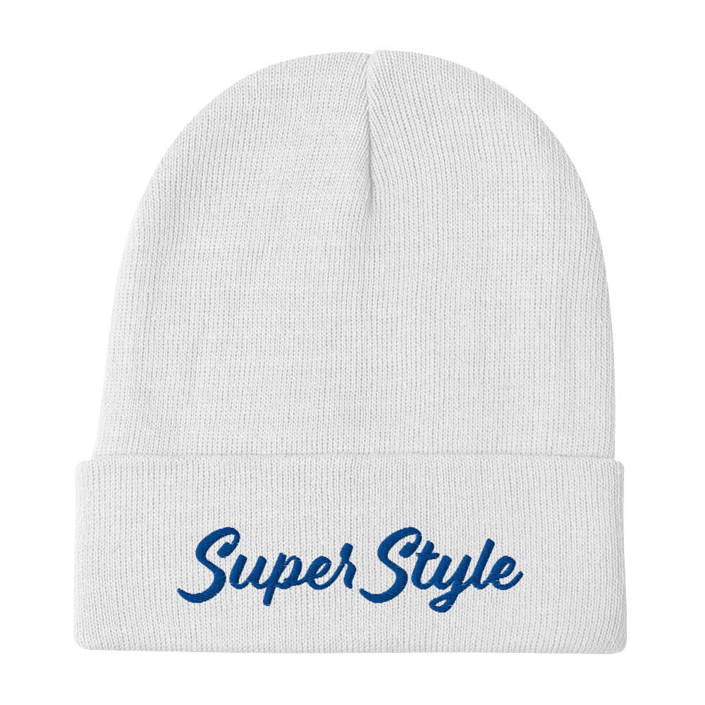 Super Style Blue Text Beanie - Image 5