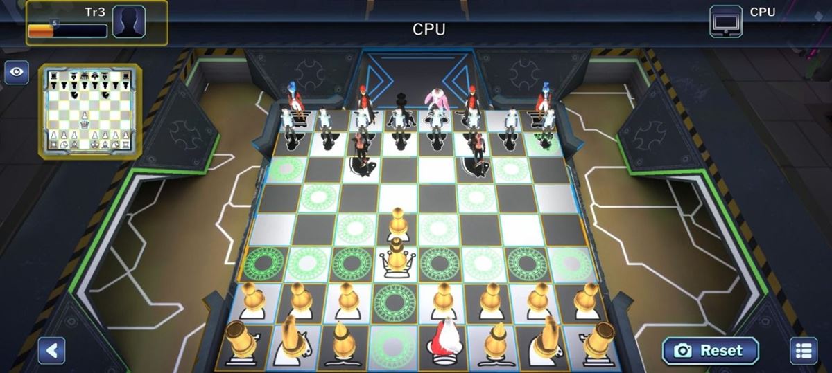 Match screen with a mini board in the corner
